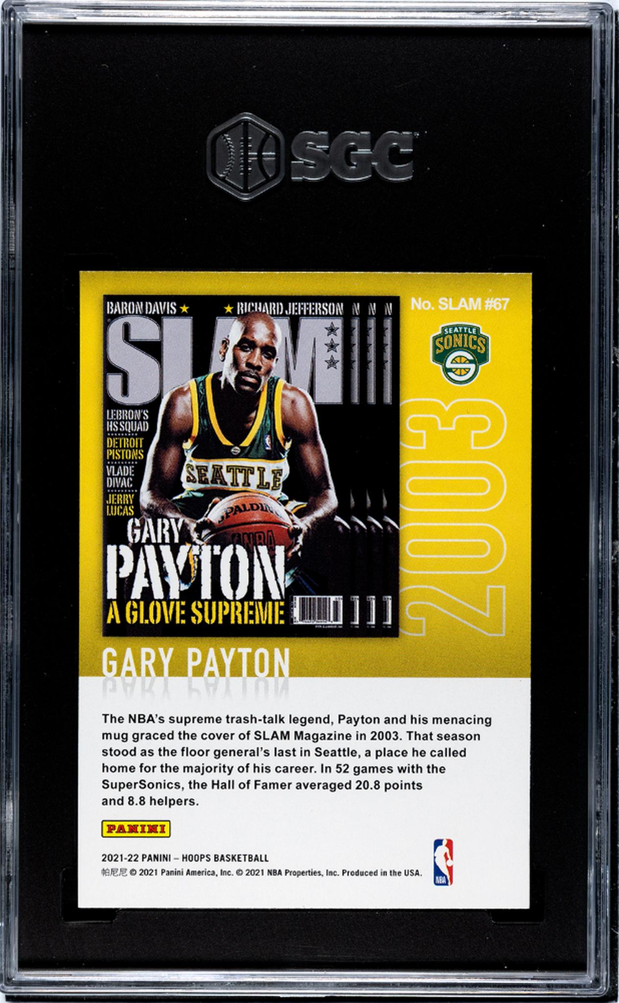 2021 Panini Hoops #67 Gary Payton SLAM Holo SGC 10 Gem Mint