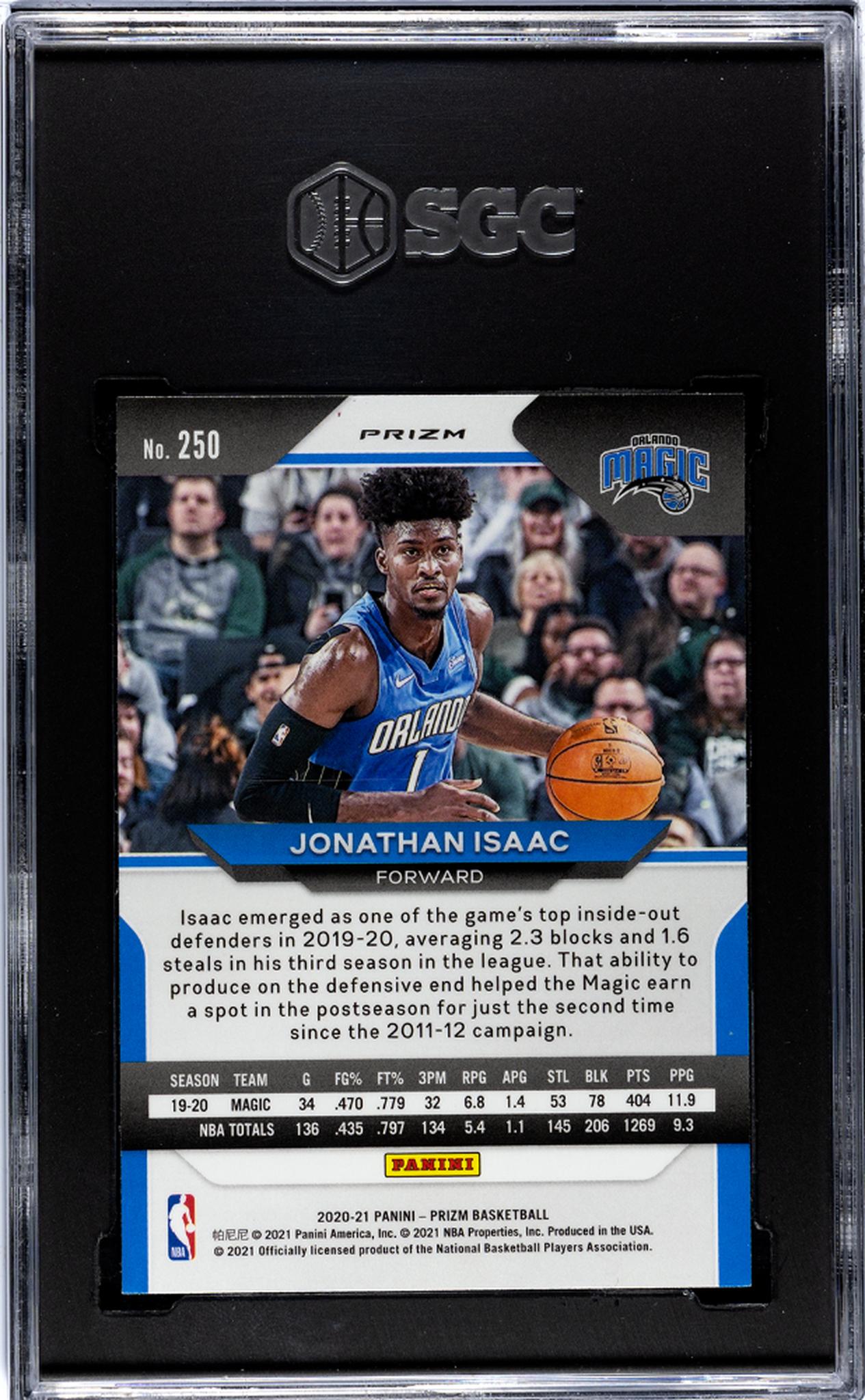 2020-21 Panini Prizm #250 Jonathan Isaac Green Prizm SGC 9