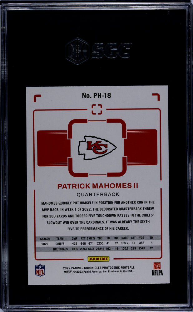 2022 Panini Chronicles #PH-18 Patrick Mahomes II Photogenic SGC 10