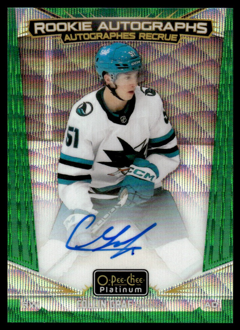 2024 Upper Deck O-Pee-Chee Platinum R-CG Collin Graf Rookie Autographs Emerald Rookie /10 Sharks