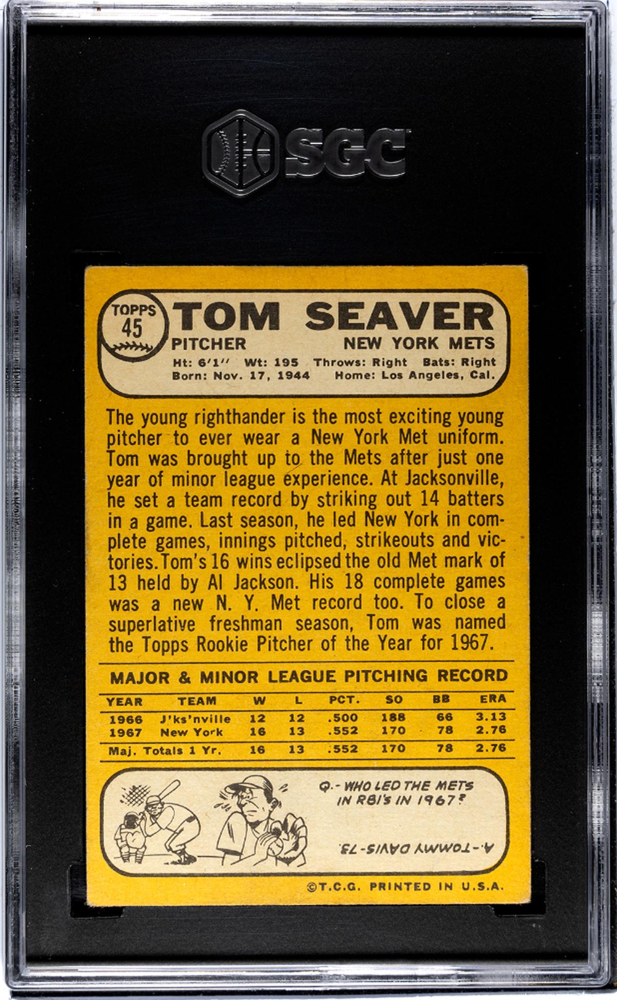 1968 Topps #45 Tom Seaver SGC 2.5