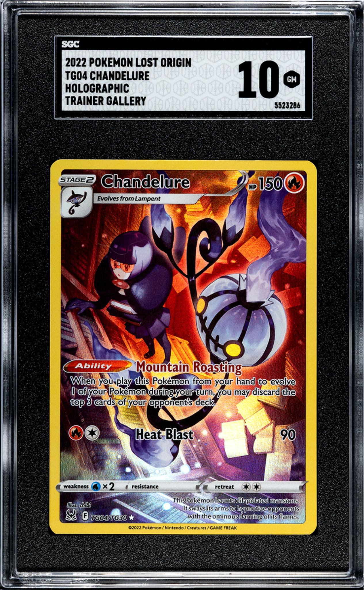 2022 Pokemon Lost Origin Trainer Gallery Chandelure #TG04 Holo SGC 10