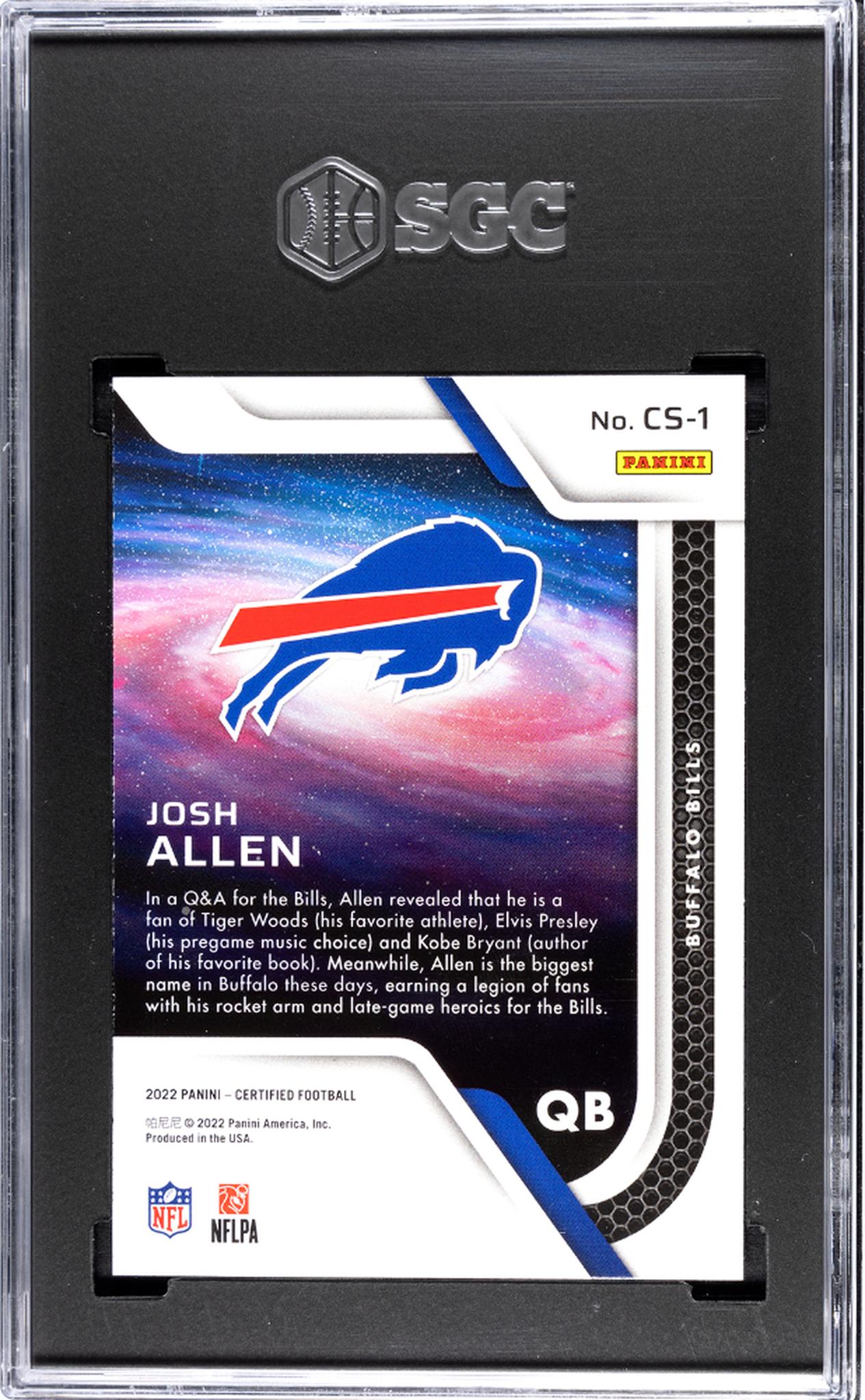 2022 Panini Certified #CS-1 Josh Allen Certified Stars SGC 10