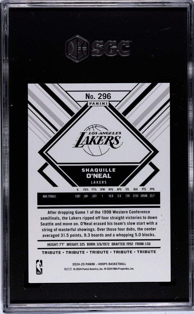 2024-25 Panini Hoops Shaquille O'Neal #296 SGC 9