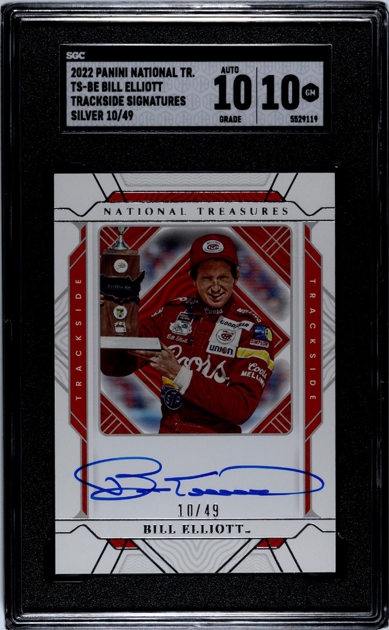 2022 Panini National Treasures Silver Bill Elliott #TS-BE Auto /49 SGC 10 Auto 10
