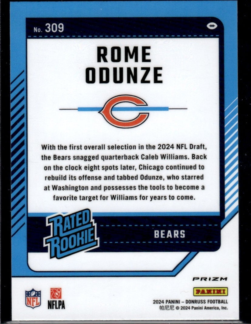 2024 Panini Donruss #309 Rome Odunze Rated Rookie Chicago Bears