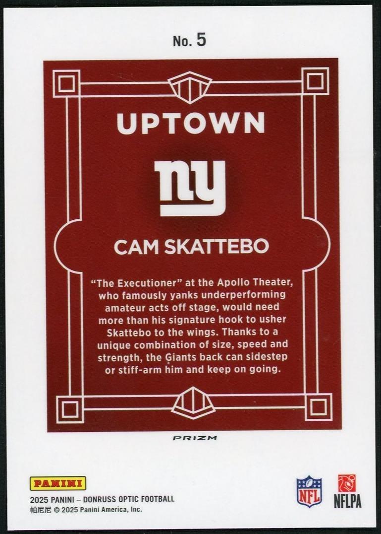 2025 Panini Donruss Optic Uptown 5 Cam Skattebo