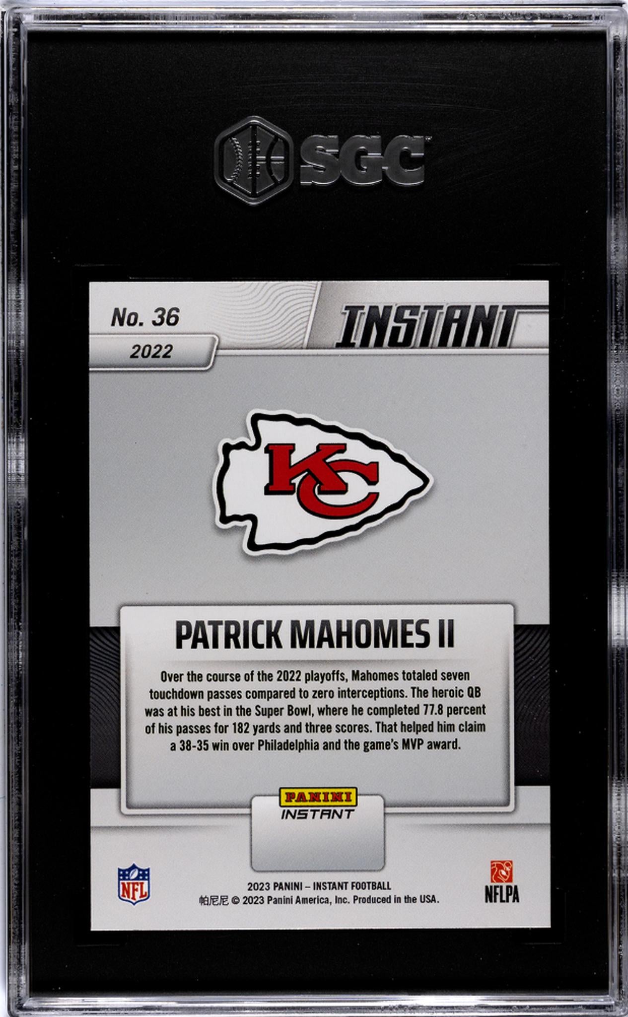 2023 Panini Instant #36 Patrick Mahomes II SGC 9