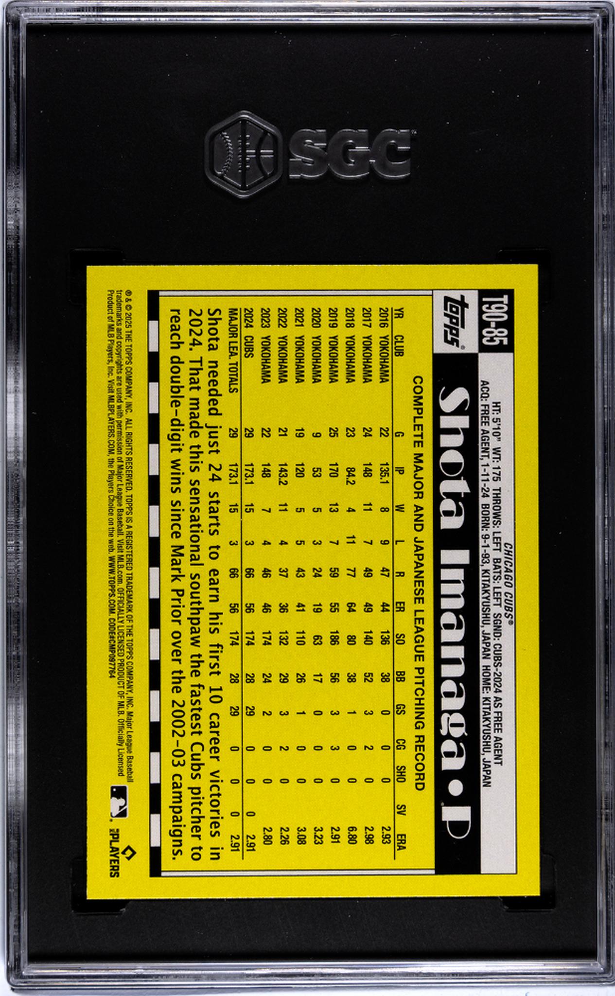 2025 Topps #T90-85 Shota Imanaga 90 Design SGC 9.5
