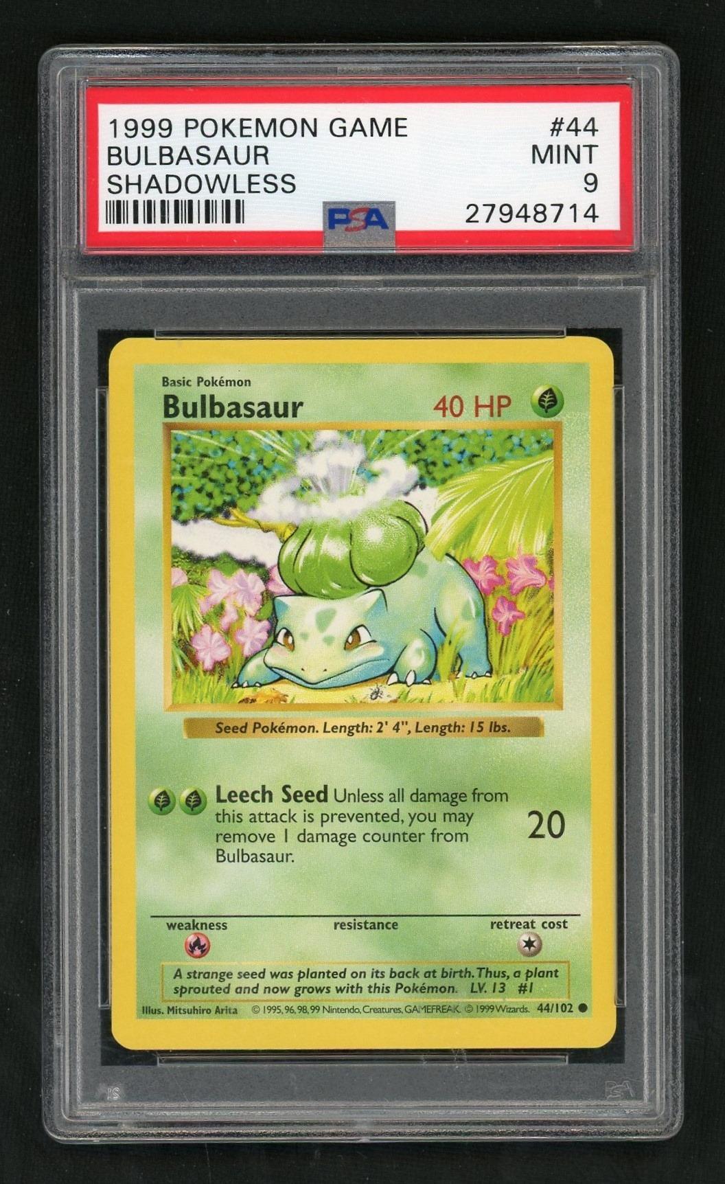 1999 Pokemon Base Set Shadowless Bulbasaur #44 PSA 9