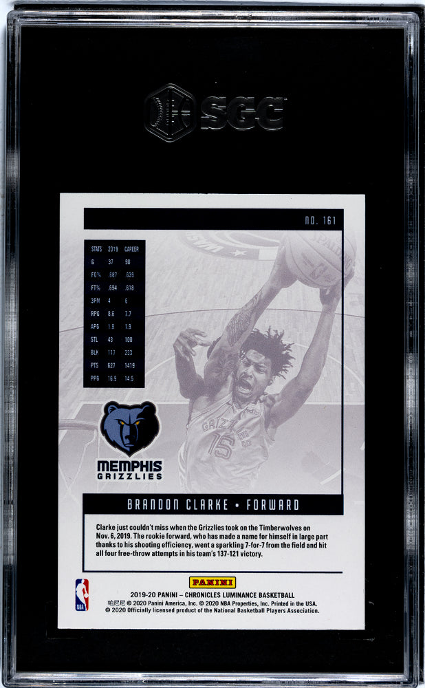 2019 Chronicles #161 Brandon Clarke Luminance SGC 9.5