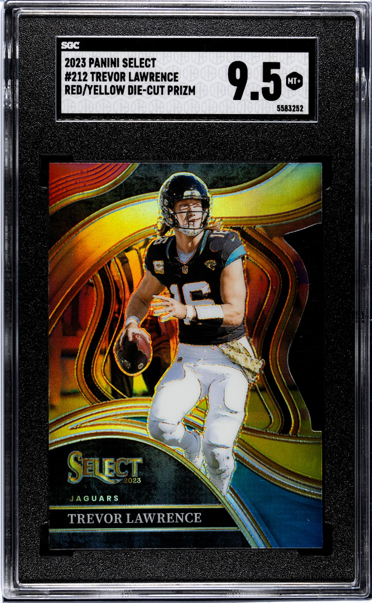 2023 Panini Select #212 Trevor Lawrence Red/Yellow Die-Cut Prizm SGC 9.5