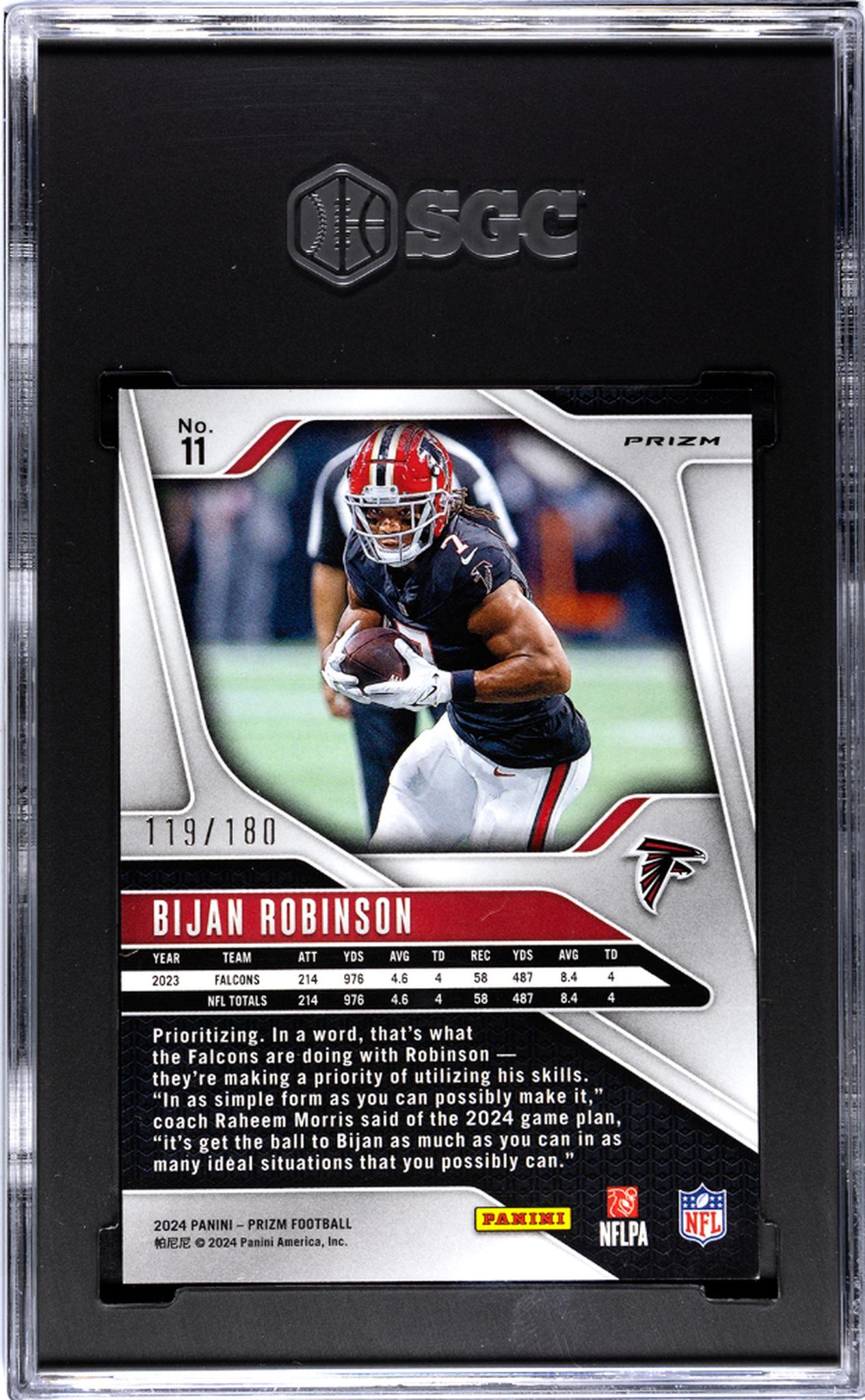 2024 Panini Prizm Hyper Prizm Bijan Robinson #11 /180 SGC 10