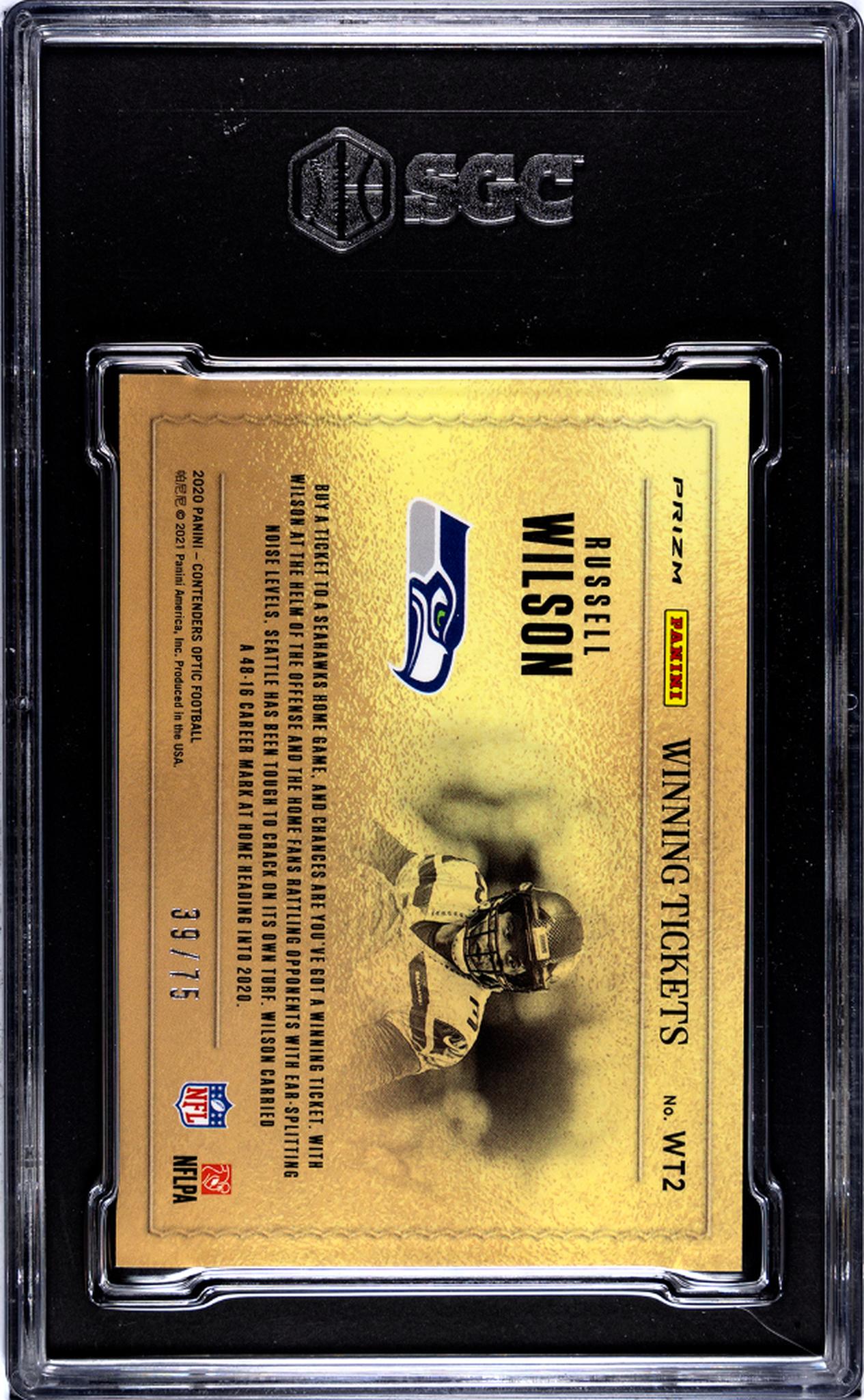 2020 Panini Contenders Optic Russell Wilson #WT2 /75 SGC 9.5