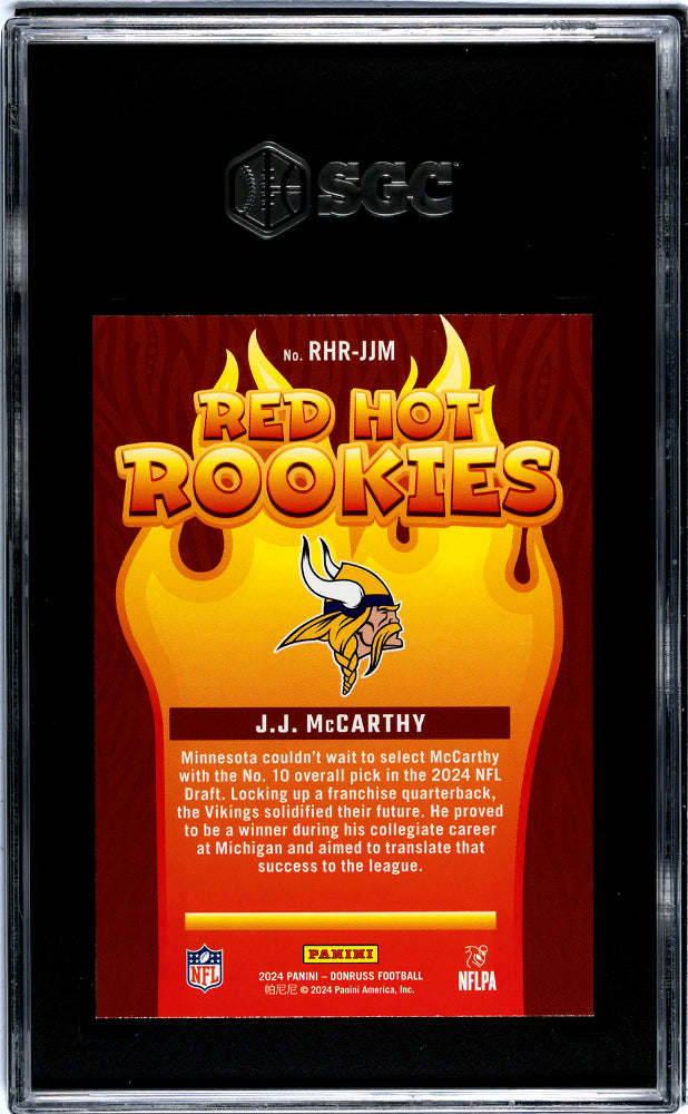 2024 Donruss #RHR-JJM Jj Mccarthy Red Hot Rookies SGC 7