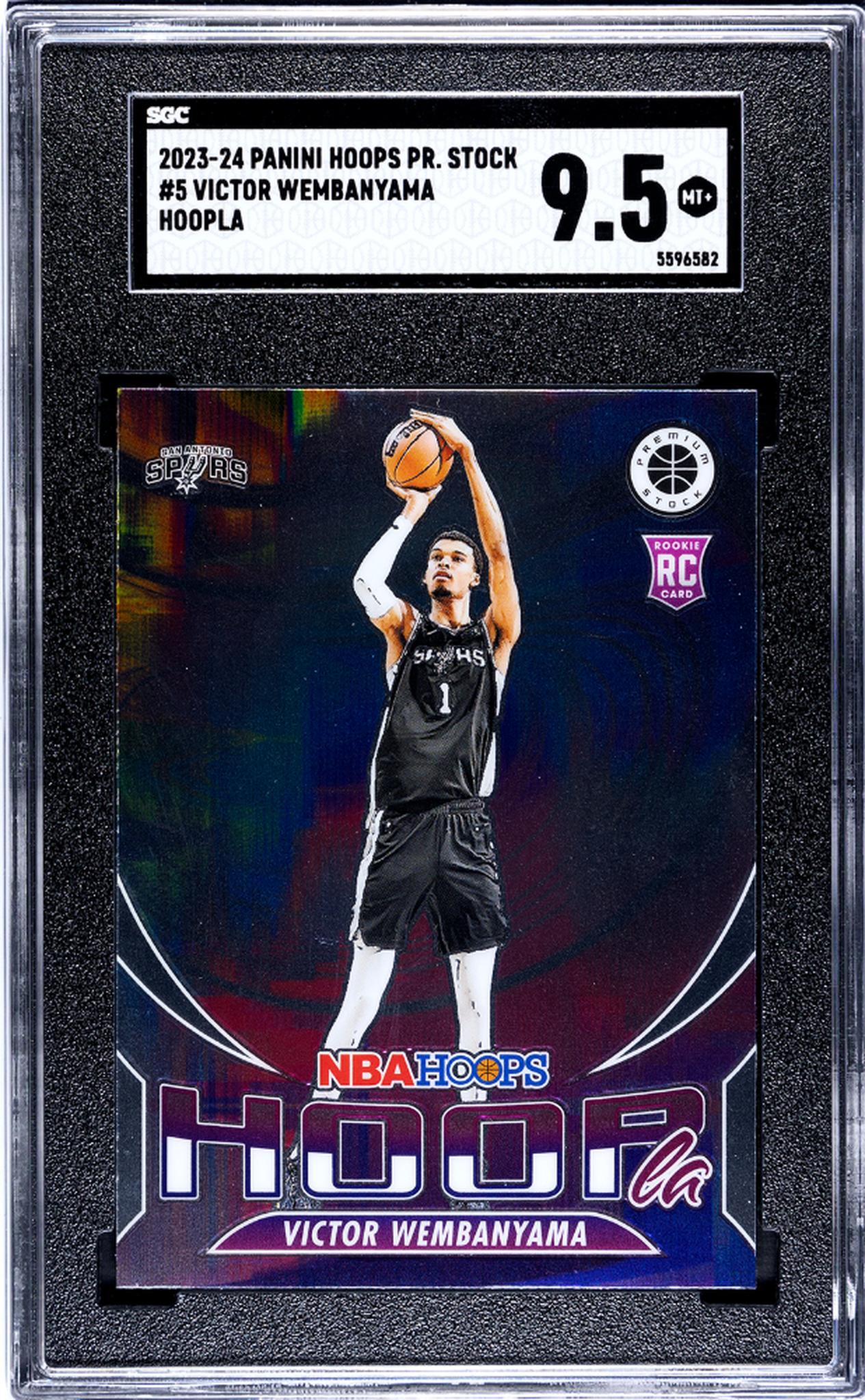 2023-24 Panini Hoops Premium Stock #5 Victor Wembanyama Hoopla SGC 9.5