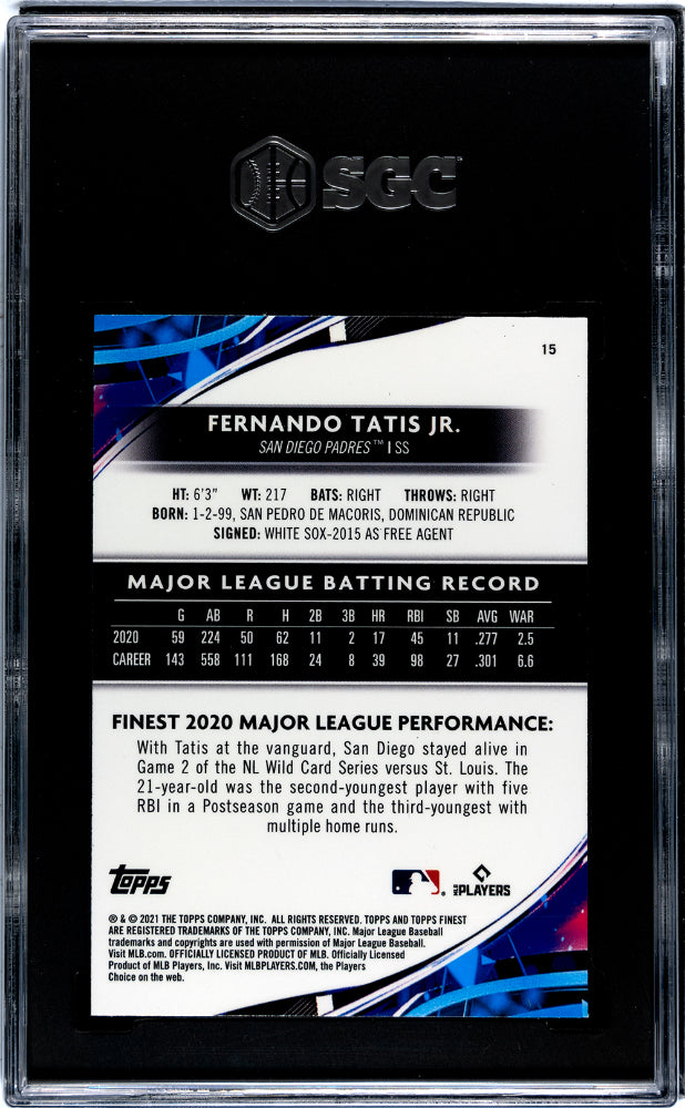 2021 Topps Finest #15 Fernando Tatis Jr. SGC 9.5