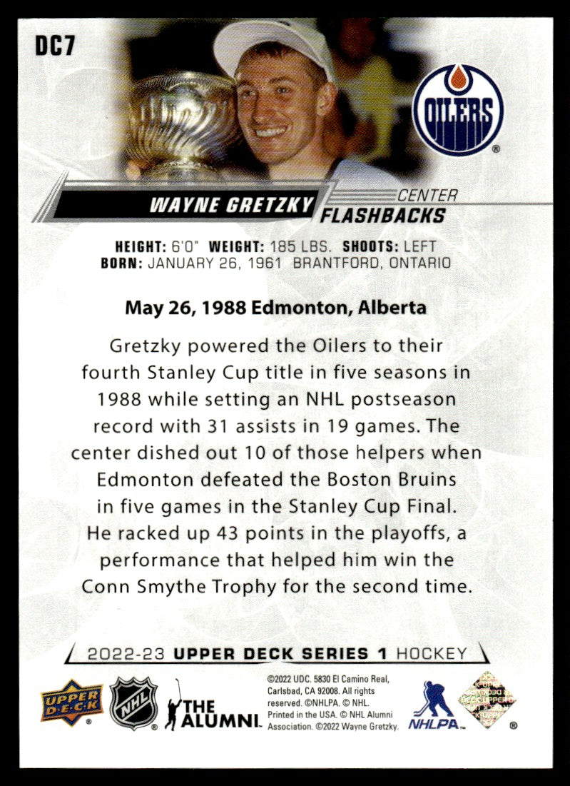 2022 Upper Deck Upper Deck DC7 Wayne Gretzky Day With The Cup Flashbacks Oilers