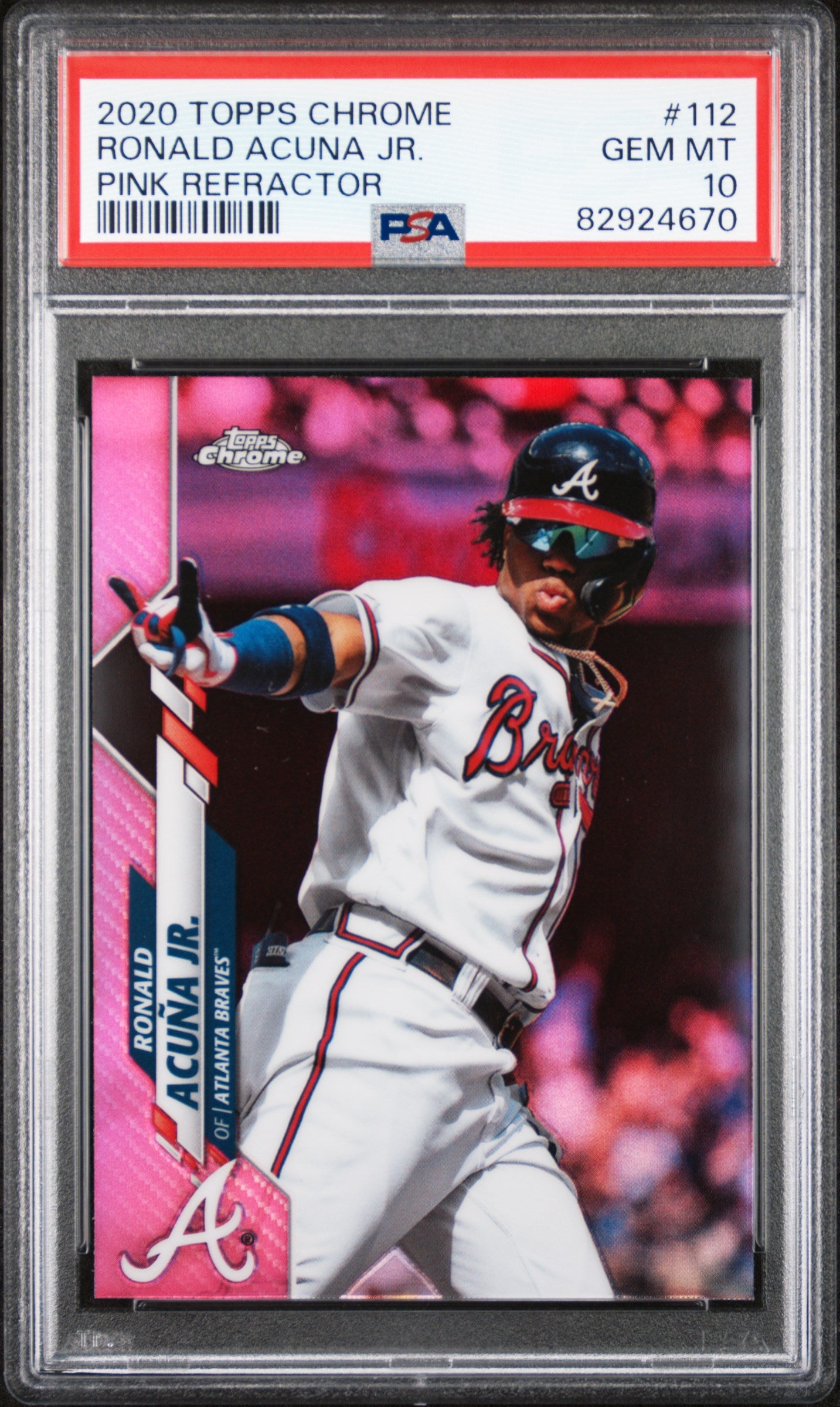 2020 Topps Chrome Pink Refractor Ronald Acuna Jr. #112 PSA 10