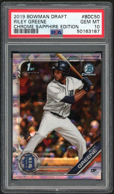2019 Bowman Draft Riley Greene #BDC-50 1st Bowman Chrome Sapphire PSA 10