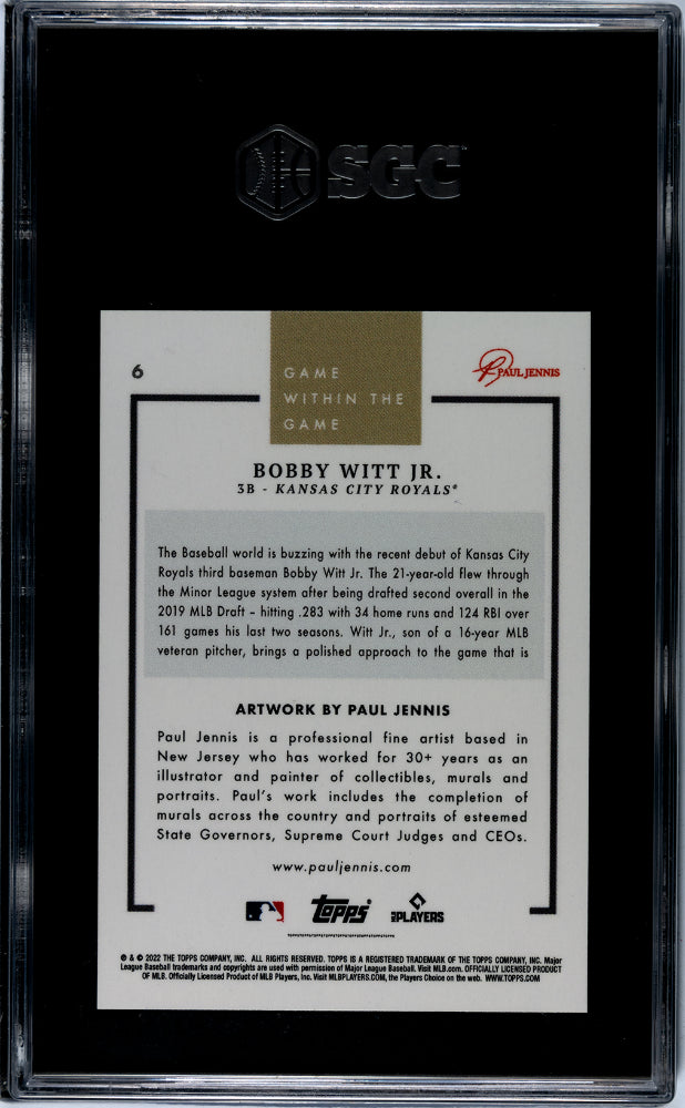 2022 Topps Bobby Witt Jr. Game Within the Game #6 SGC 9.5