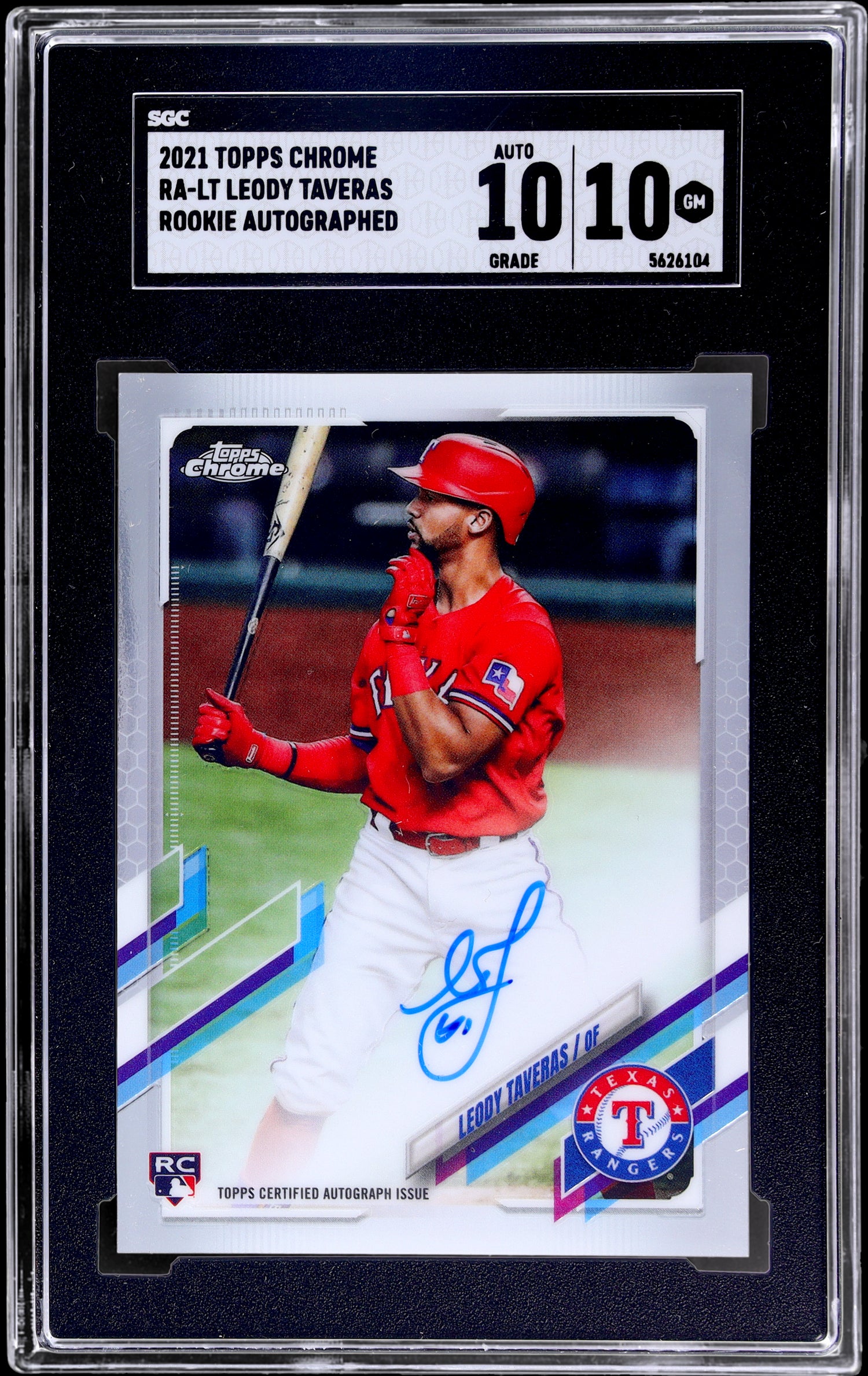 2021 Topps Chrome Leody Taveras #RA-LT Auto RC SGC 10
