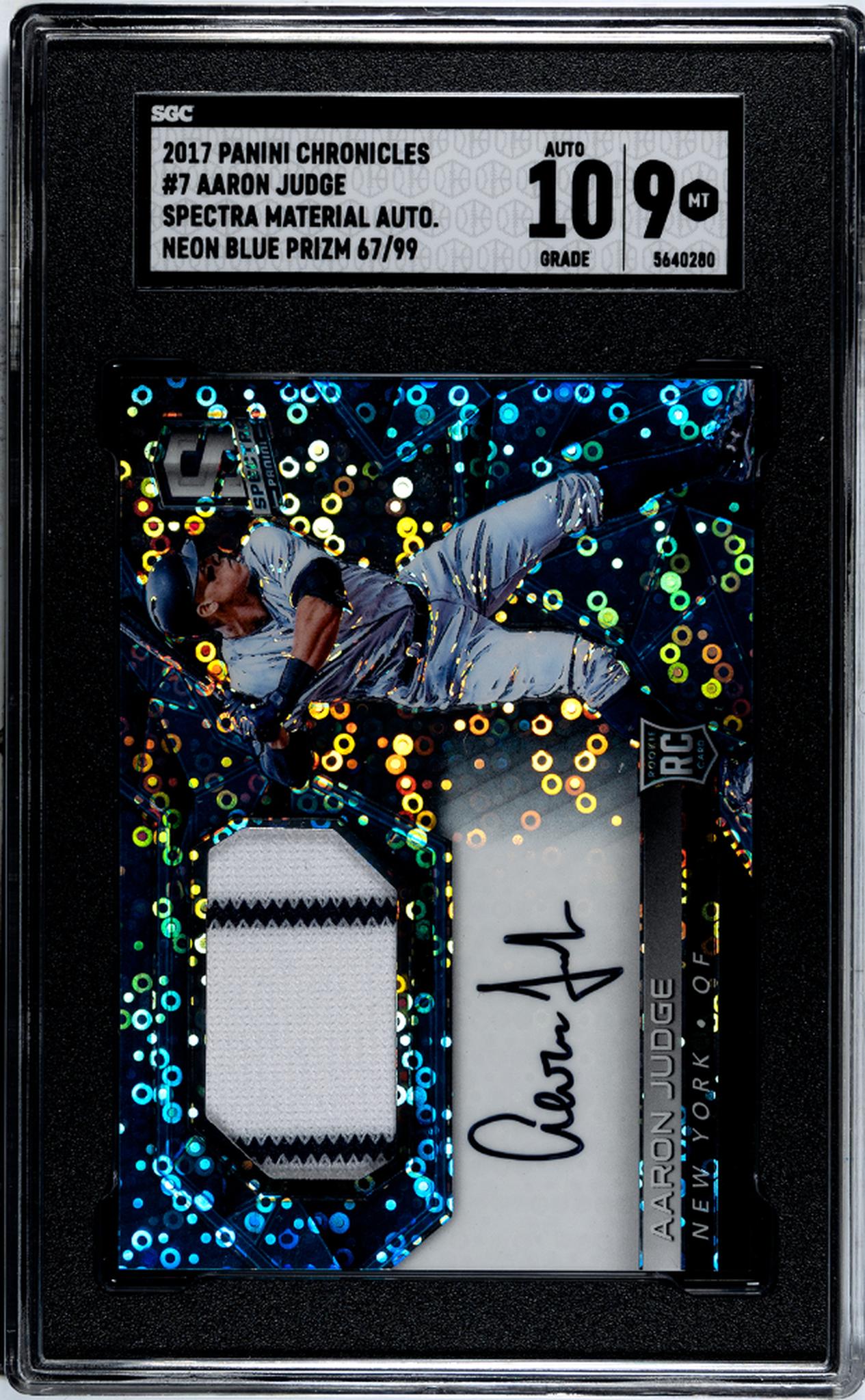 2017 Panini Chronicles Spectra Neon Blue Aaron Judge #7 RC RPA /99 SGC 9 Auto 10