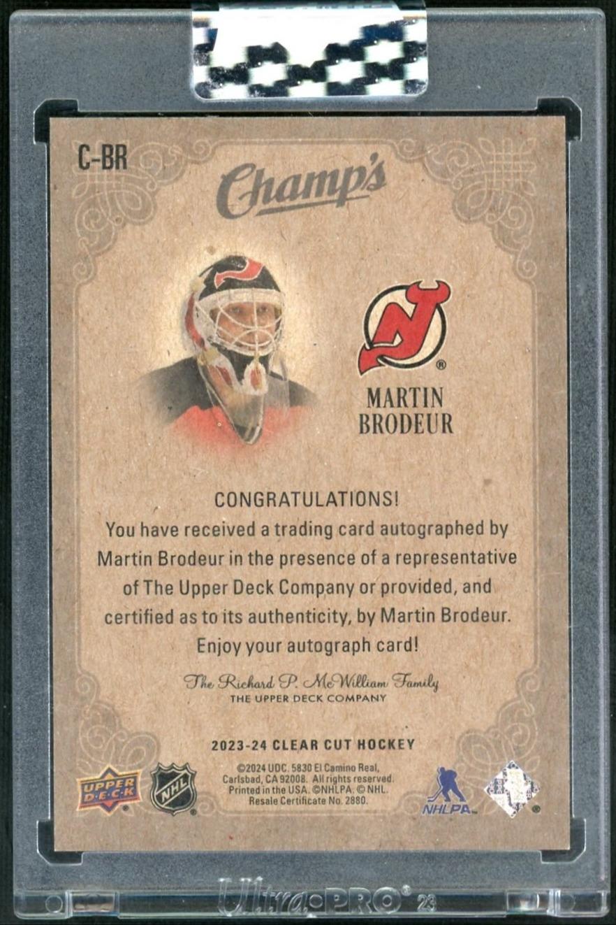 2023 Clear Cut Martin Brodeur Autograph /50