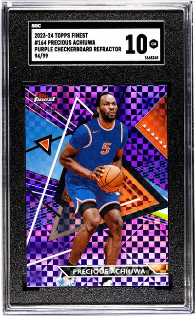 2023-24 Topps Finest Precious Achiuwa #164 Purple Checkerboard Refractor /99 SGC 10