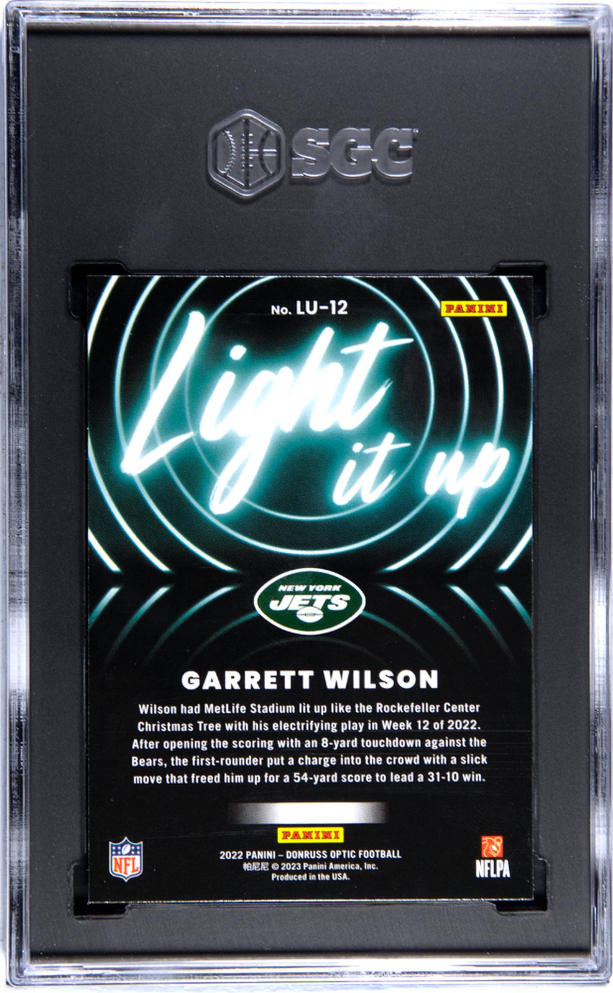 2022 Panini Donruss Optic #LU-12 Garrett Wilson Rookie SGC 8