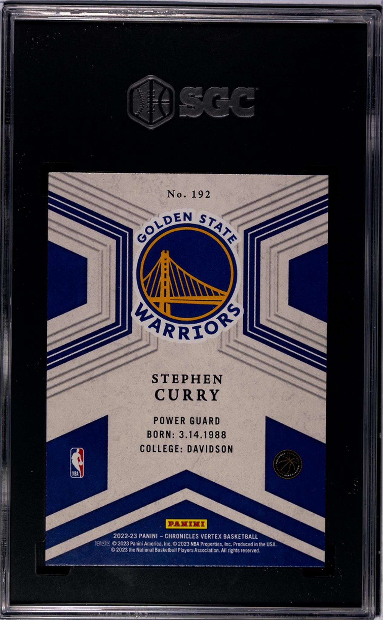 2022-23 Panini Chronicles #192 Stephen Curry Vertex SGC 10