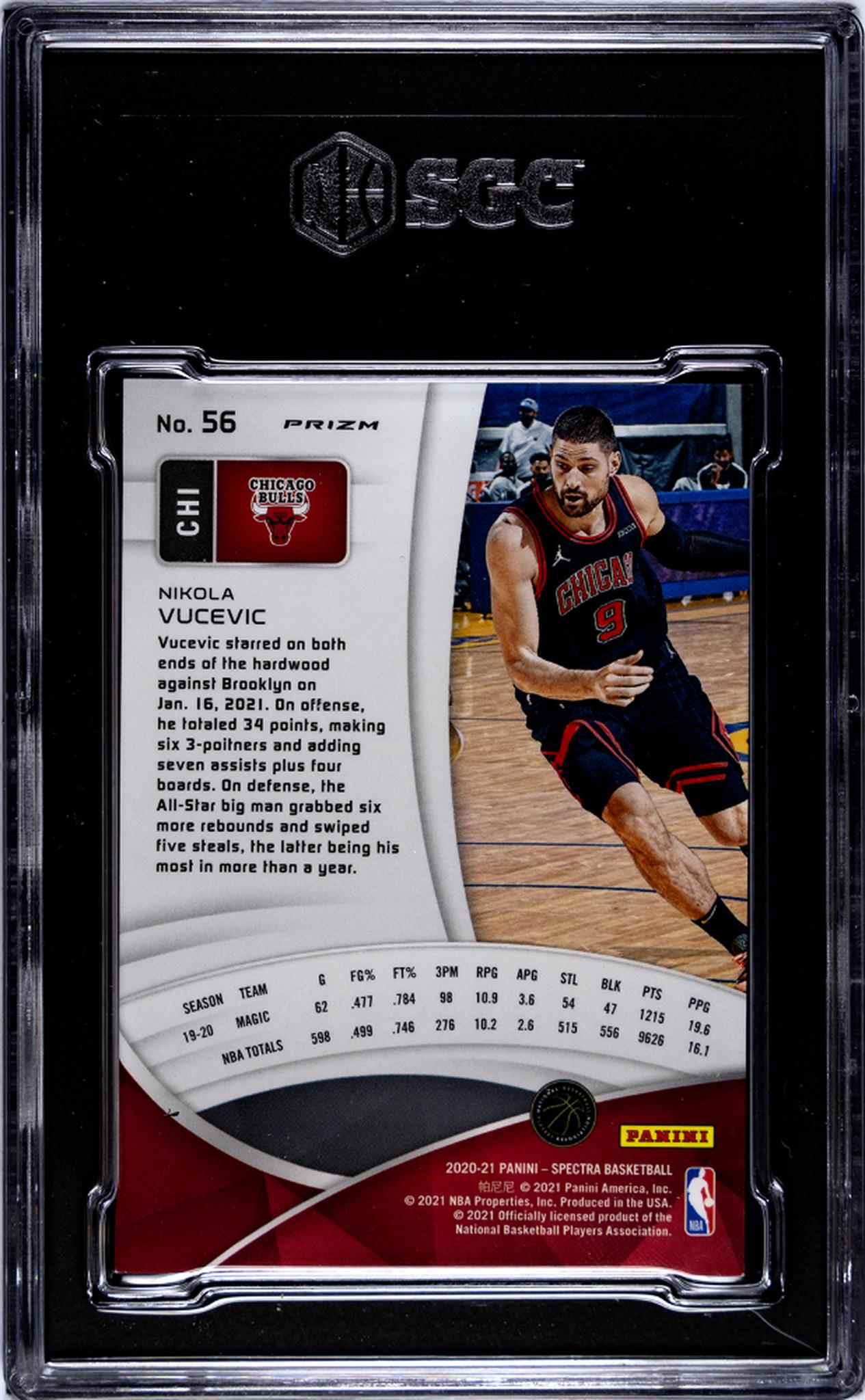 2020-21 Panini Spectra #56 Nikola Vucevic Asia Prizm SGC 9.5