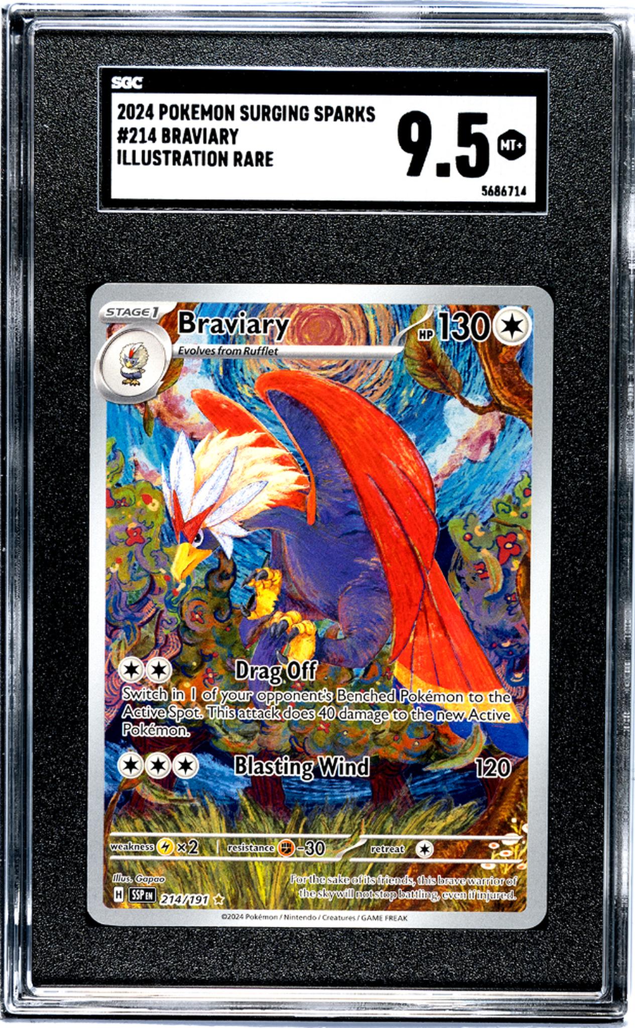 2024 Pokemon Surging Sparks #214 Braviary SGC 9.5