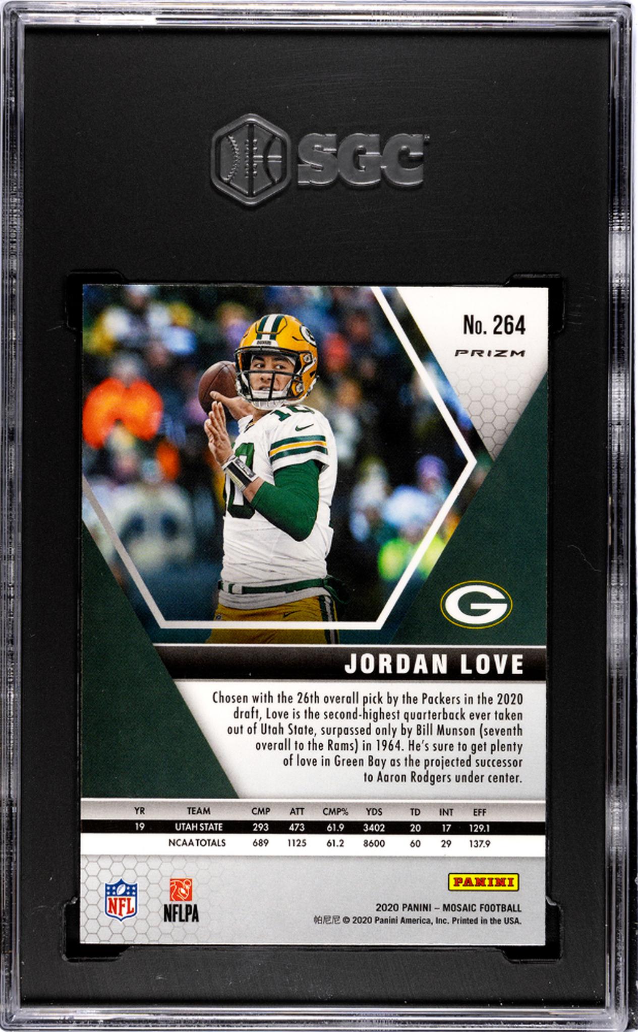2020 Panini Mosaic NFL Debut Orange Reactive Prizm Jordan Love #264 RC SGC 9.5