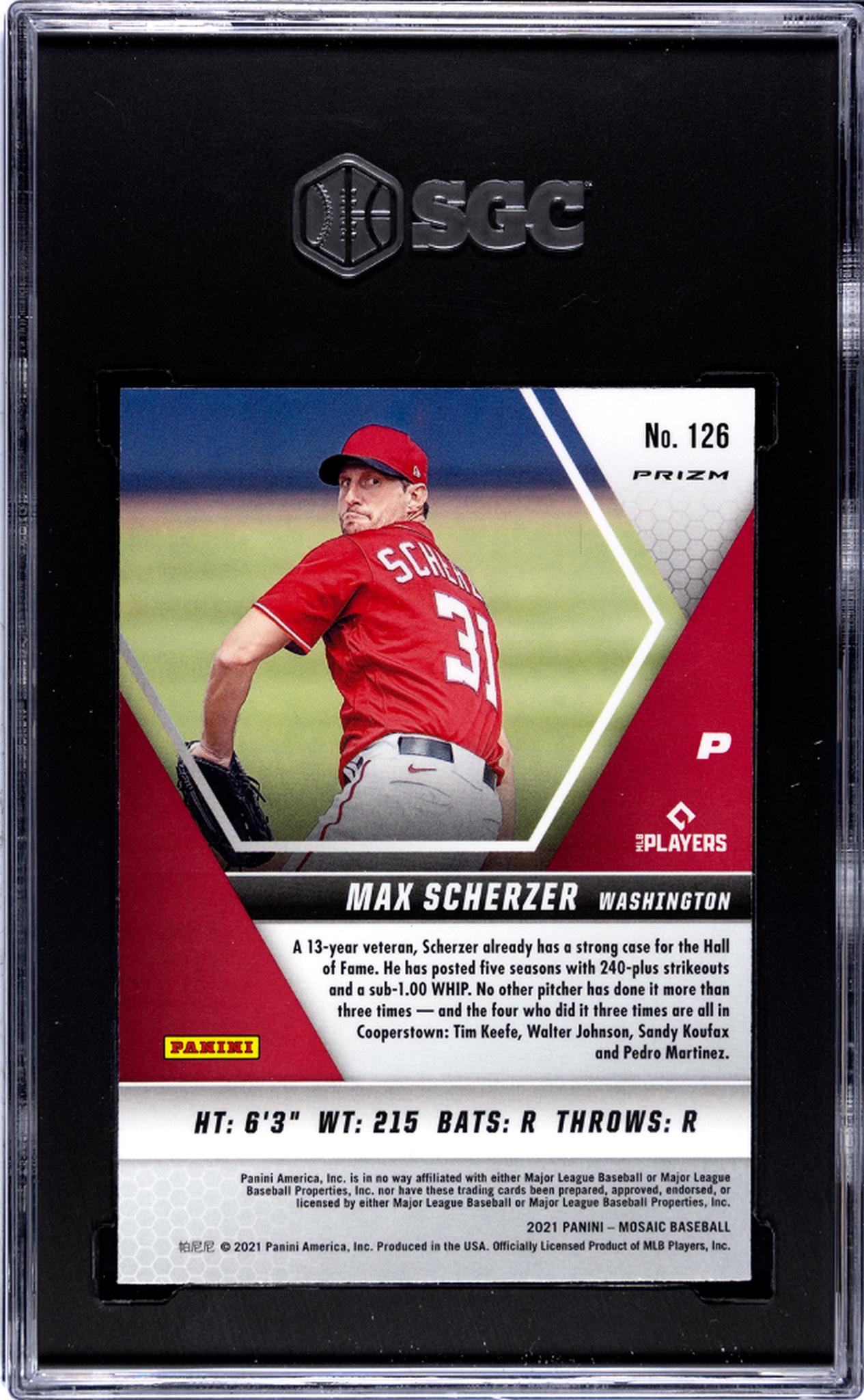 2021 Panini Mosaic #126 Max Scherzer Red SGC 10