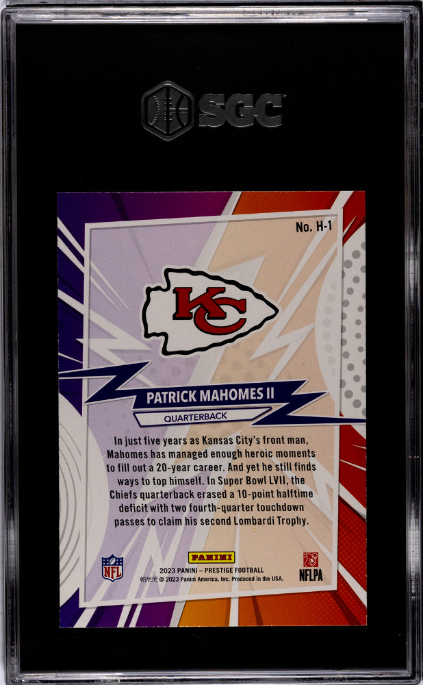 2023 Panini Prestige H-1 Patrick Mahomes Heroes SP SGC 9.5