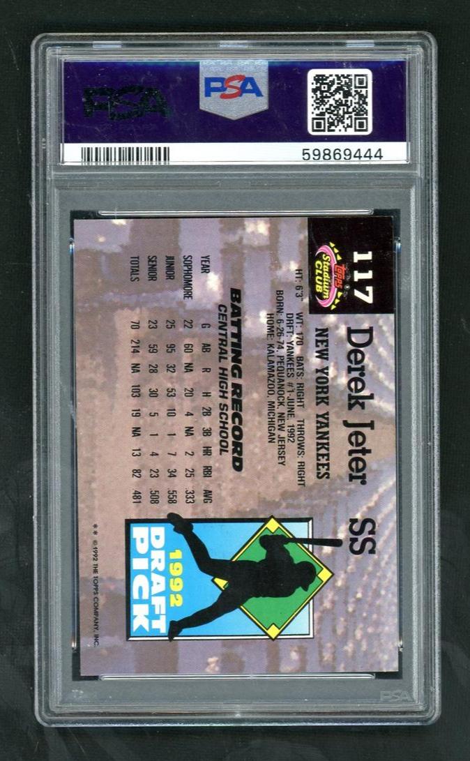 1993 Stadium Club Murphy Derek Jeter #117 PSA 8