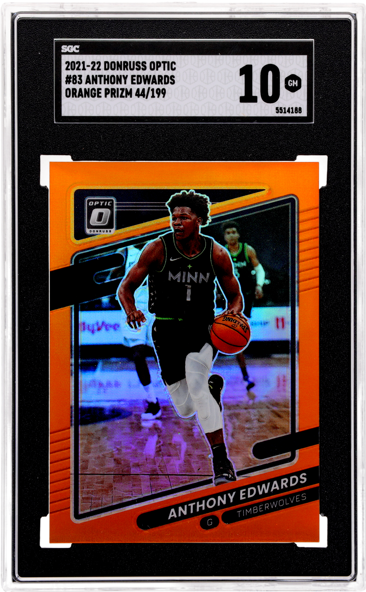 2021 Donruss Optic Orange Prizm Anthony Edwards #83 /199 SGC 10