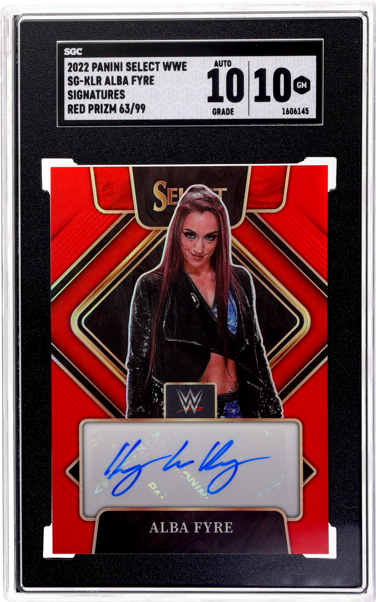 2022 Panini Select WWE Signature Red Alba Fyre /99 SGC 10/10