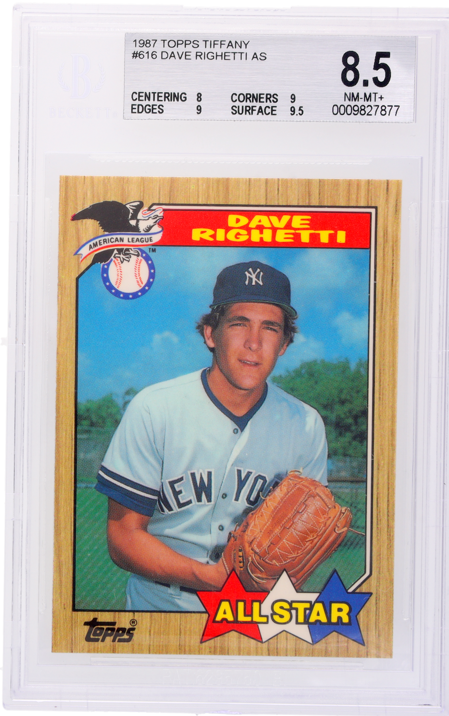 1987 Topps Tiffany Dave Righetti #616 BGS 8.5