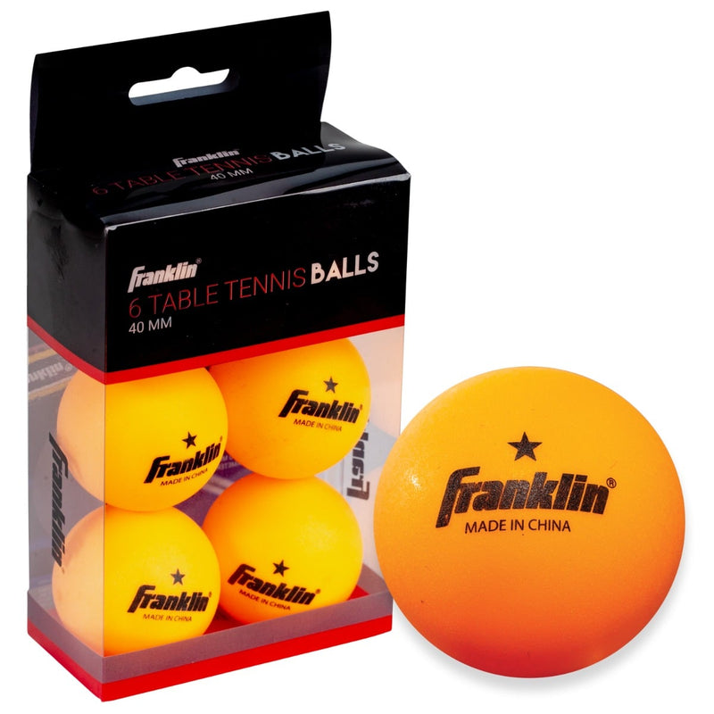 Franklin Sports 40mm 1-Star Orange Table Tennis Balls - 6 Pack