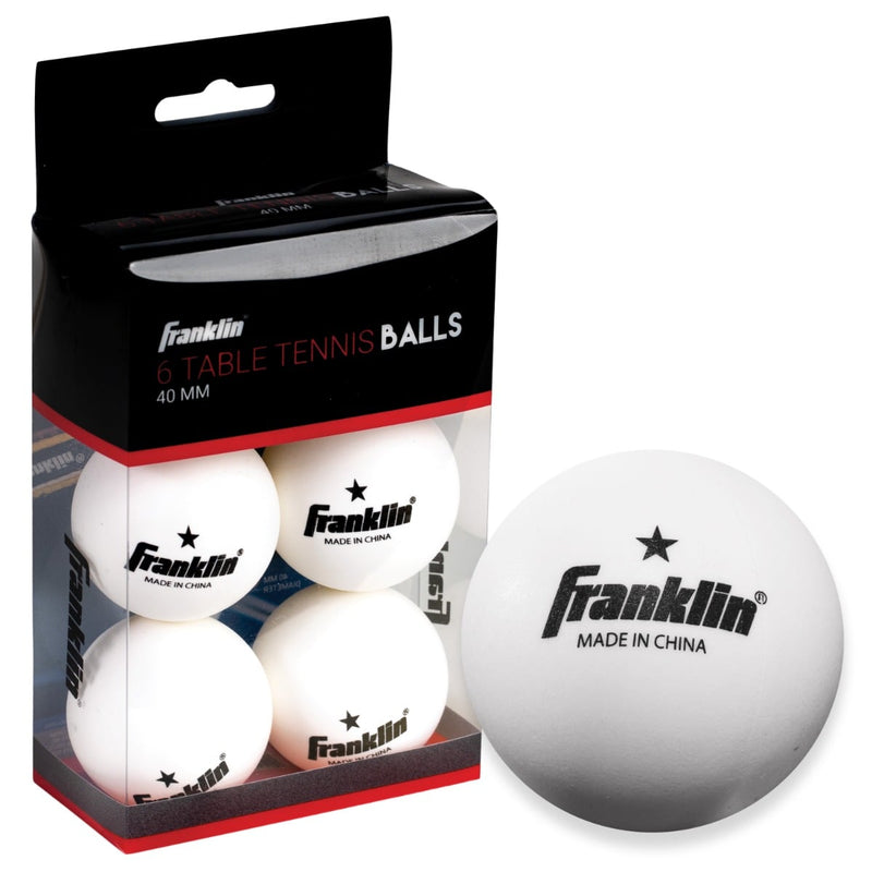 Franklin Sports 40mm 1-Star White Table Tennis Balls - 6 Pack