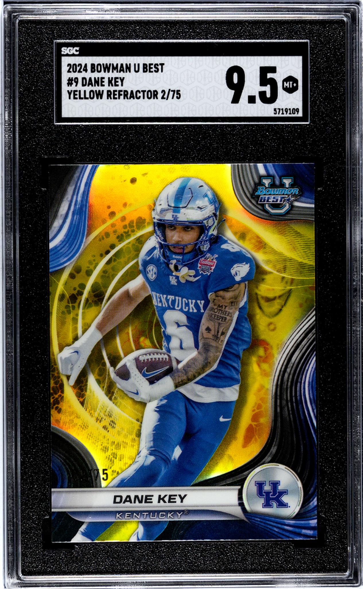 2024 Bowman U Best Yellow Refractor Dane Key #9 /75 SGC 9.5