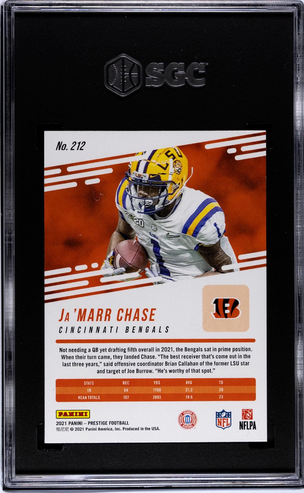 2021 Panini Prestige Ja'Marr Chase #212 RC SGC 9.5