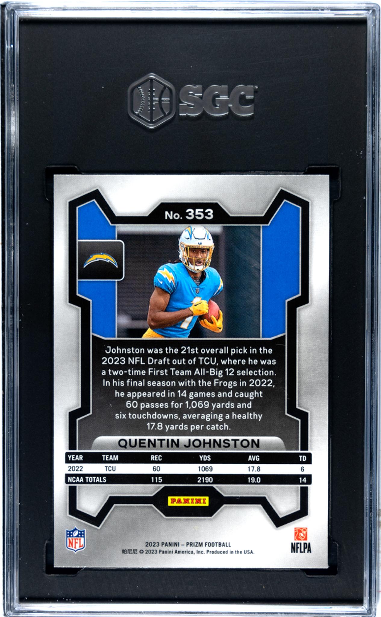 2023 Panini Prizm Quentin Johnston #353 RC SGC 9.5