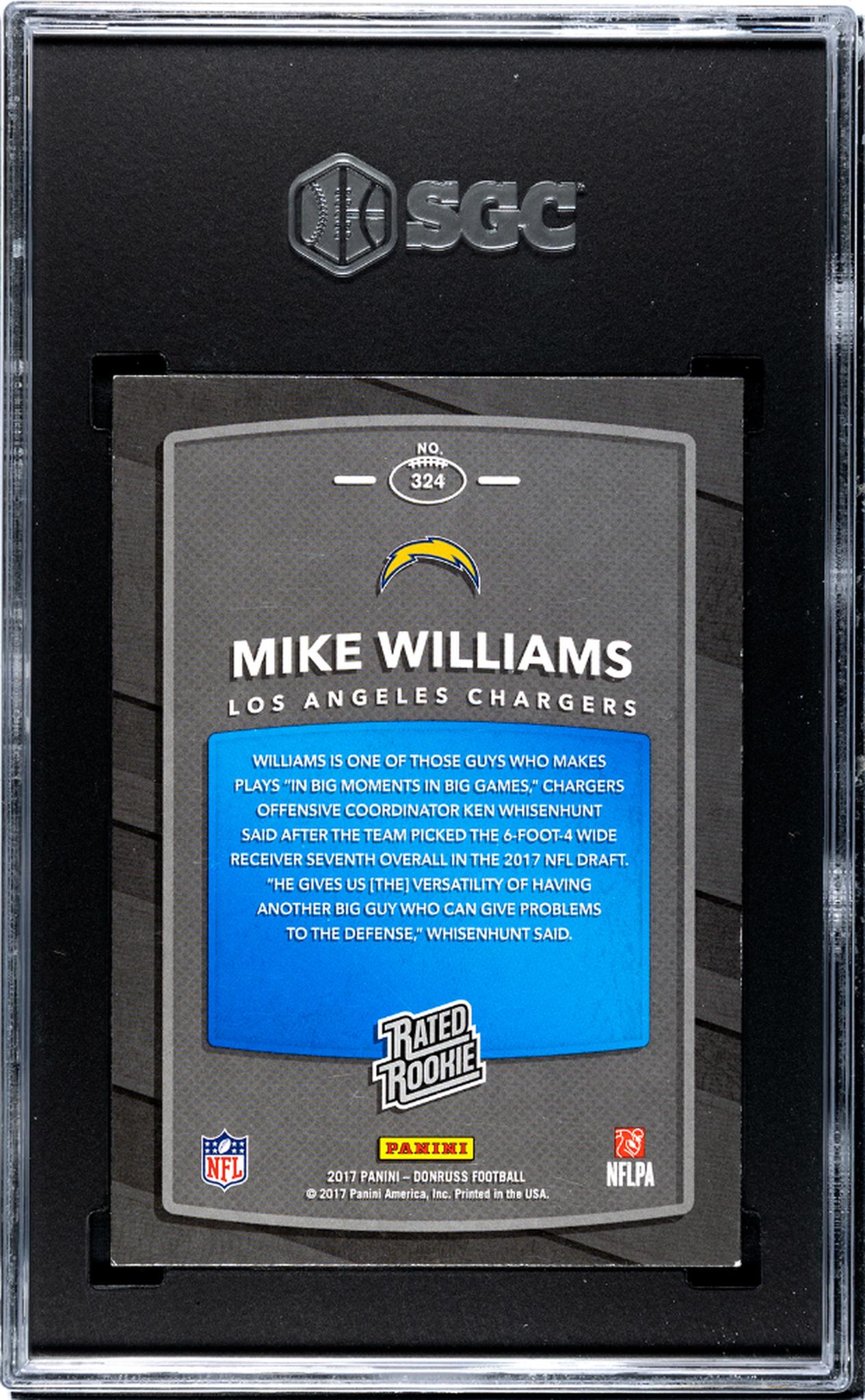 2017 Panini Donruss #324 Mike Williams Rated Rookie  SGC 8