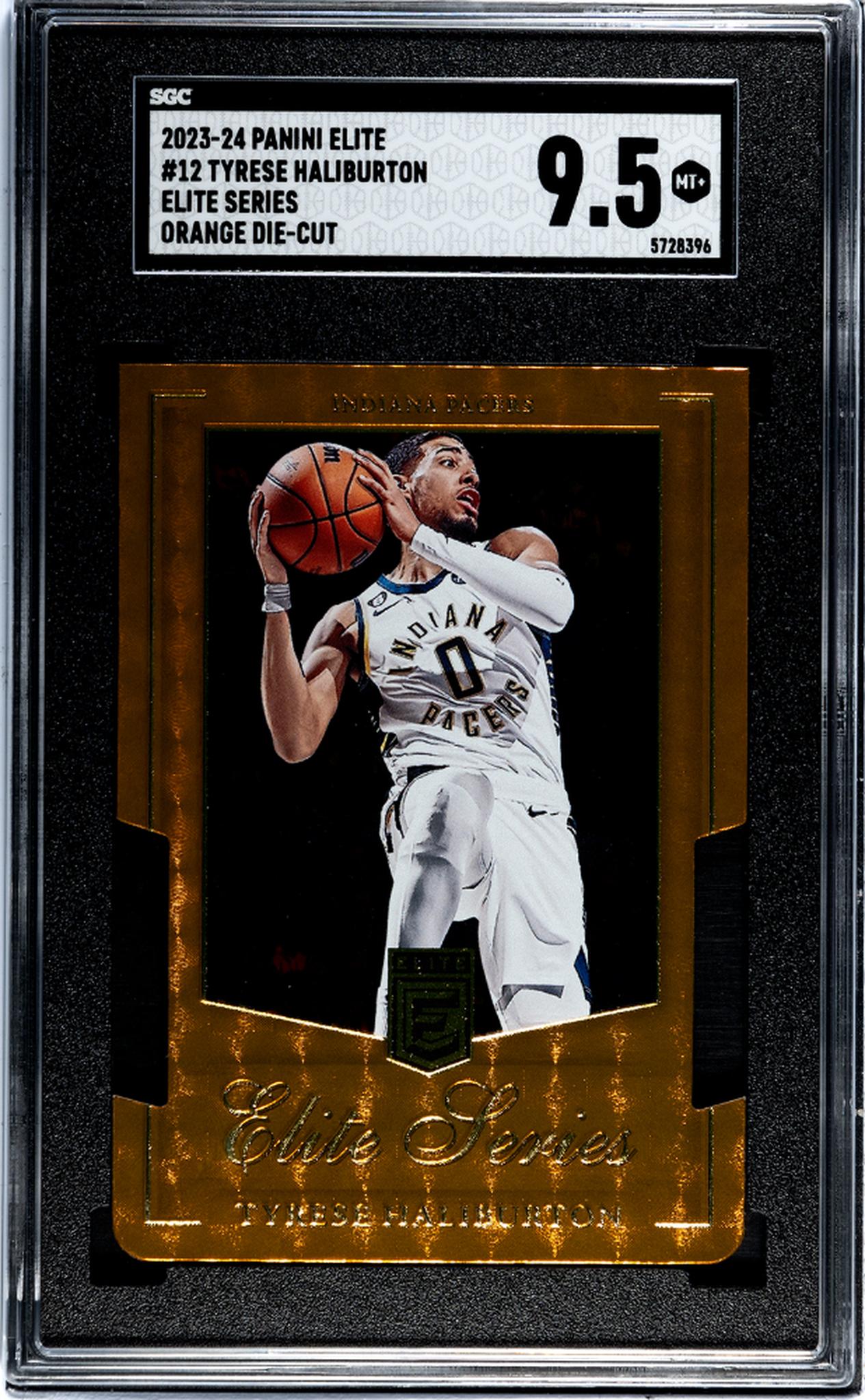 2023-24 Panini Elite #12 Tyrese Haliburton Elite Series Orange Die-Cut SGC 9.5