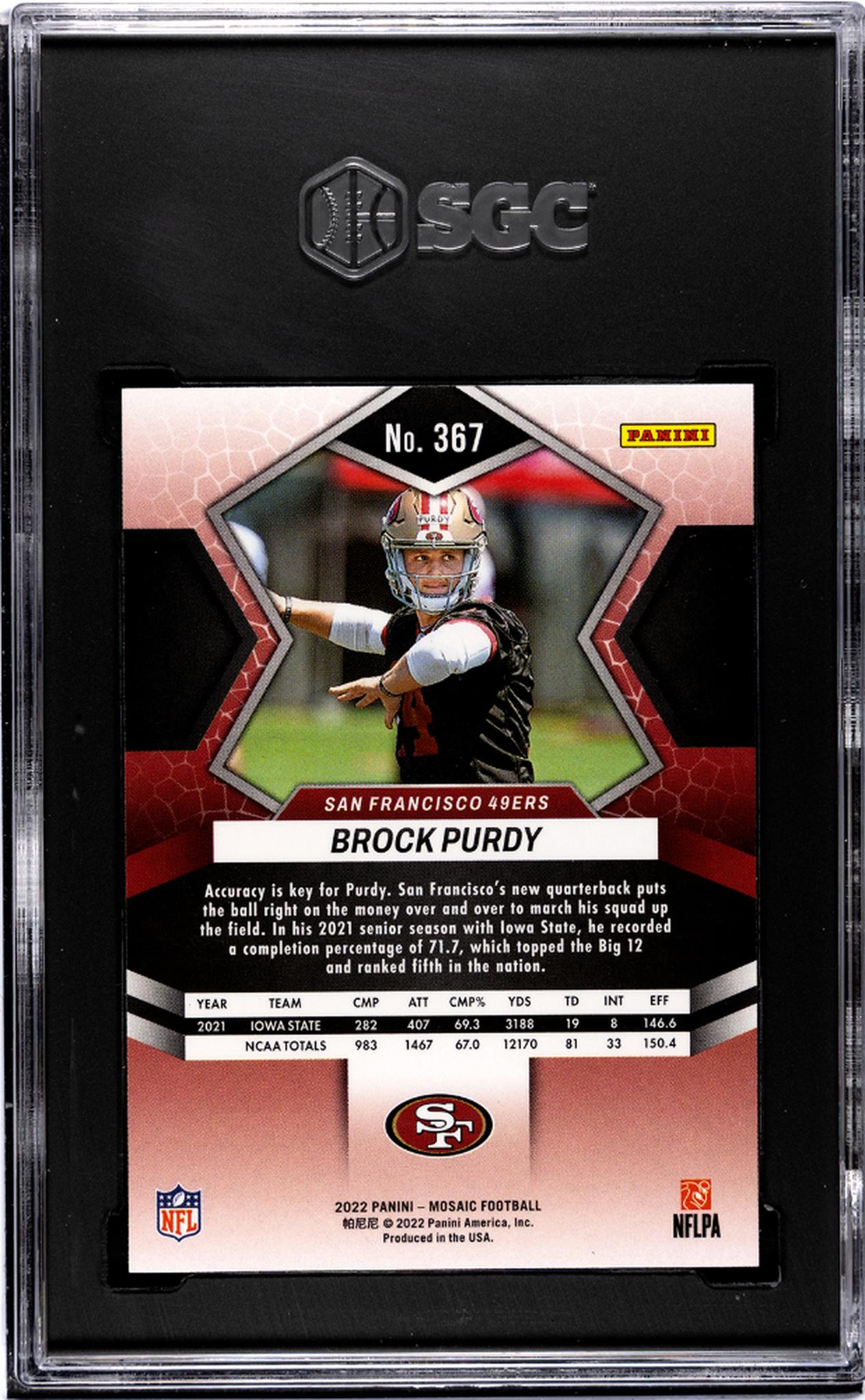 2022 Panini Mosaic #367 Brock Purdy SGC 8.5