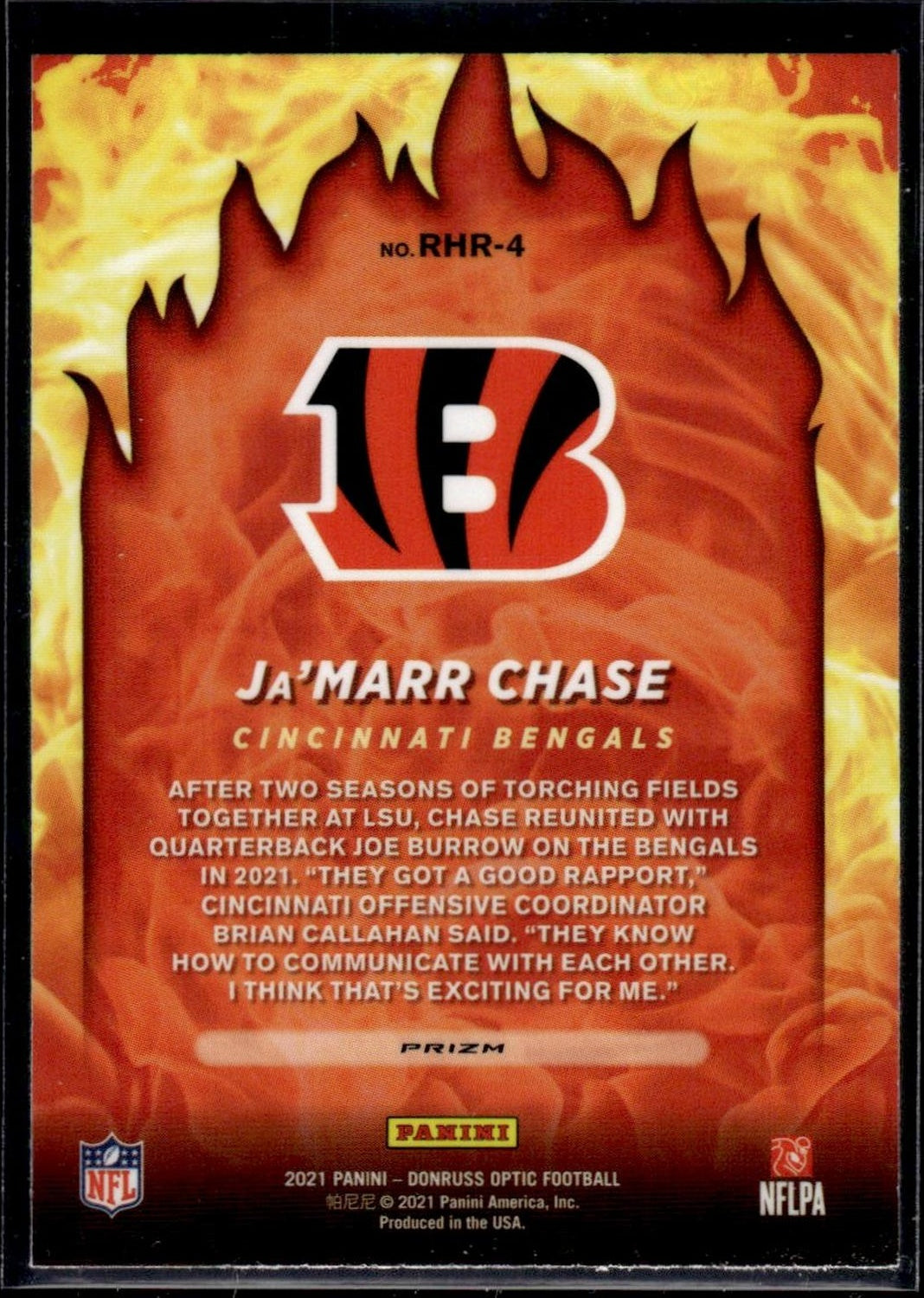 2021 Panini Donruss Optic Ja'Marr Chase Red Hot Rookies