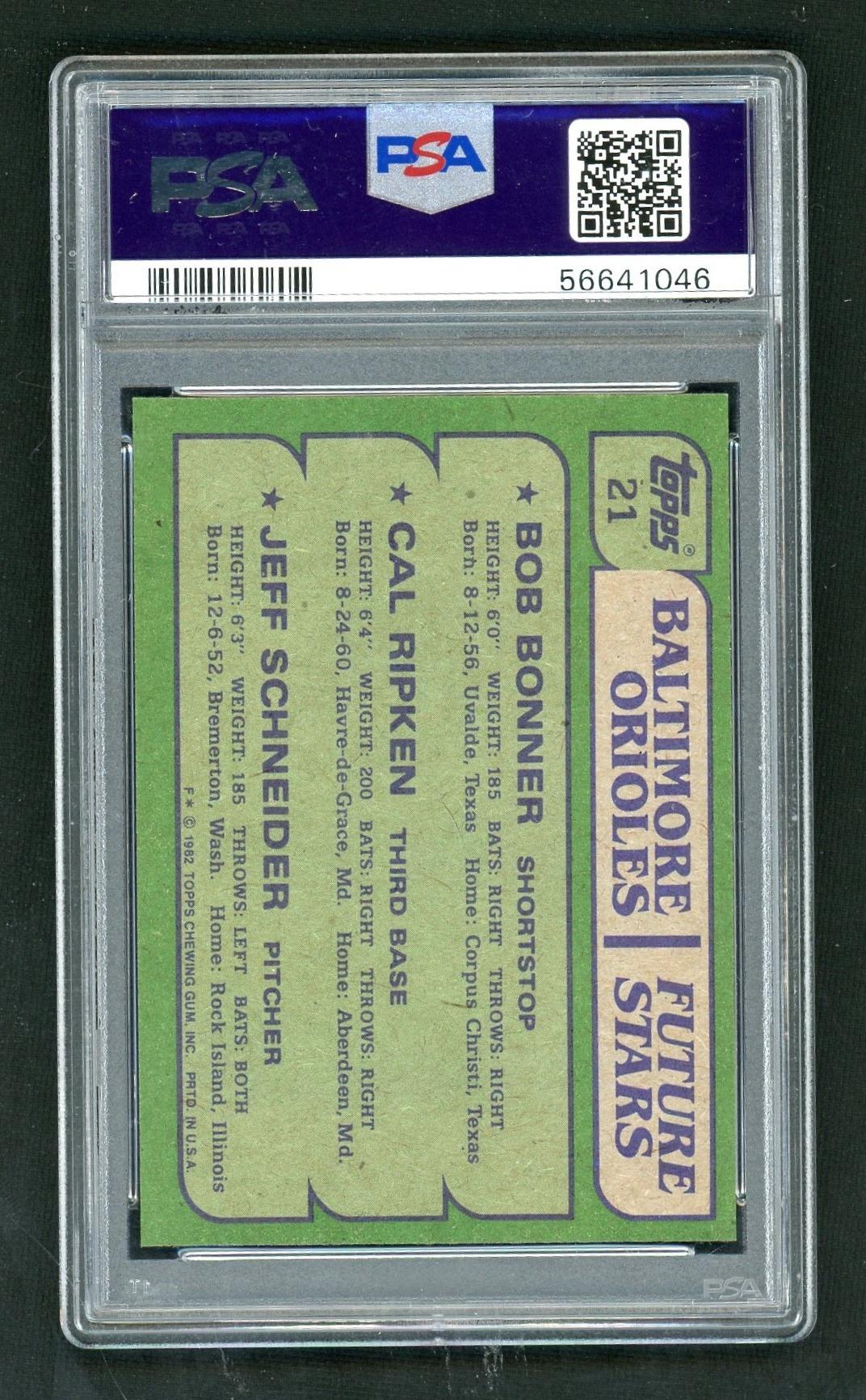 1982 Topps Orioles Future Stars Bob Bonner/Cal Ripken Jr./Jeff Schneider #21 PSA 7